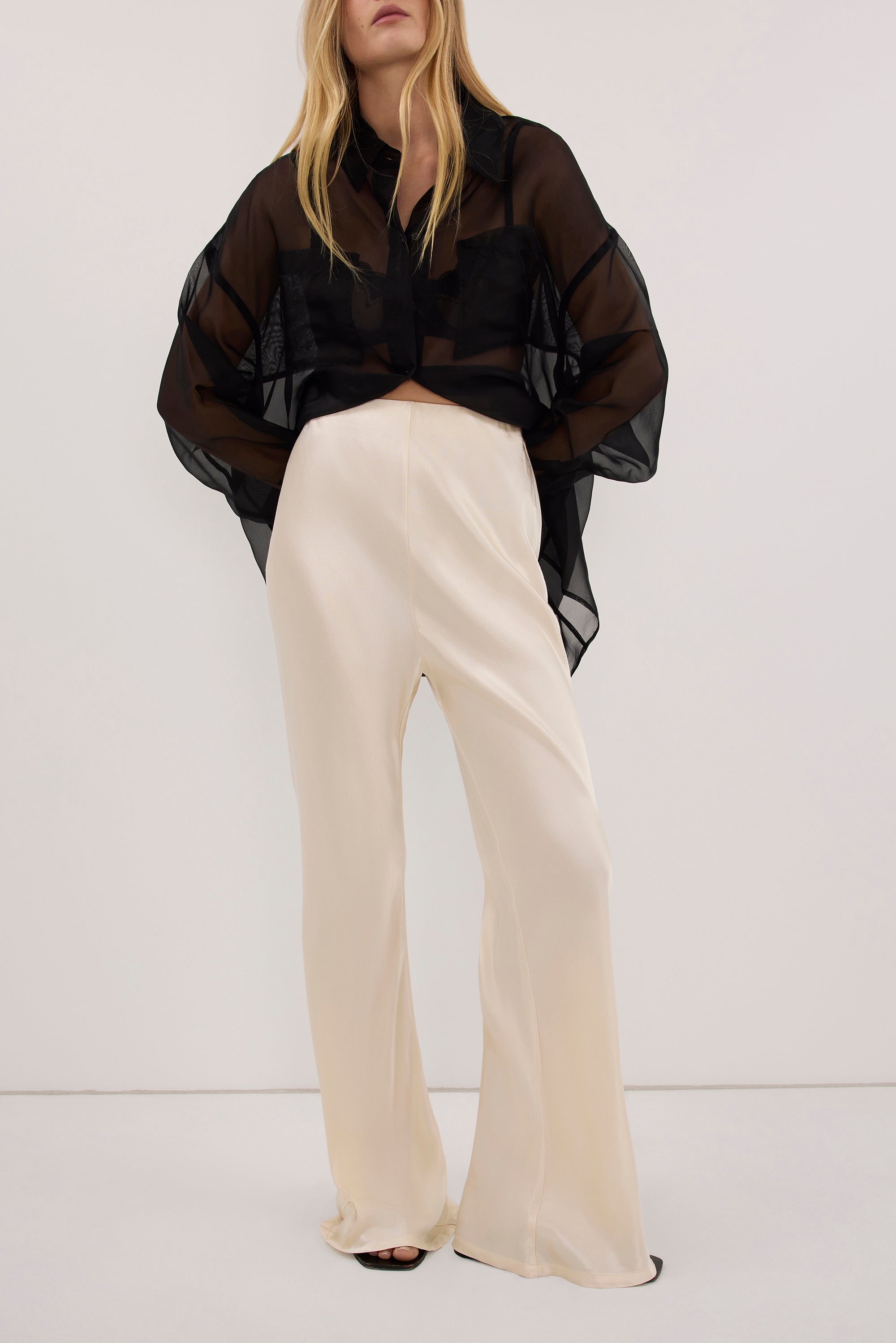 NIKKI CREAM SATIN BIAS PANT