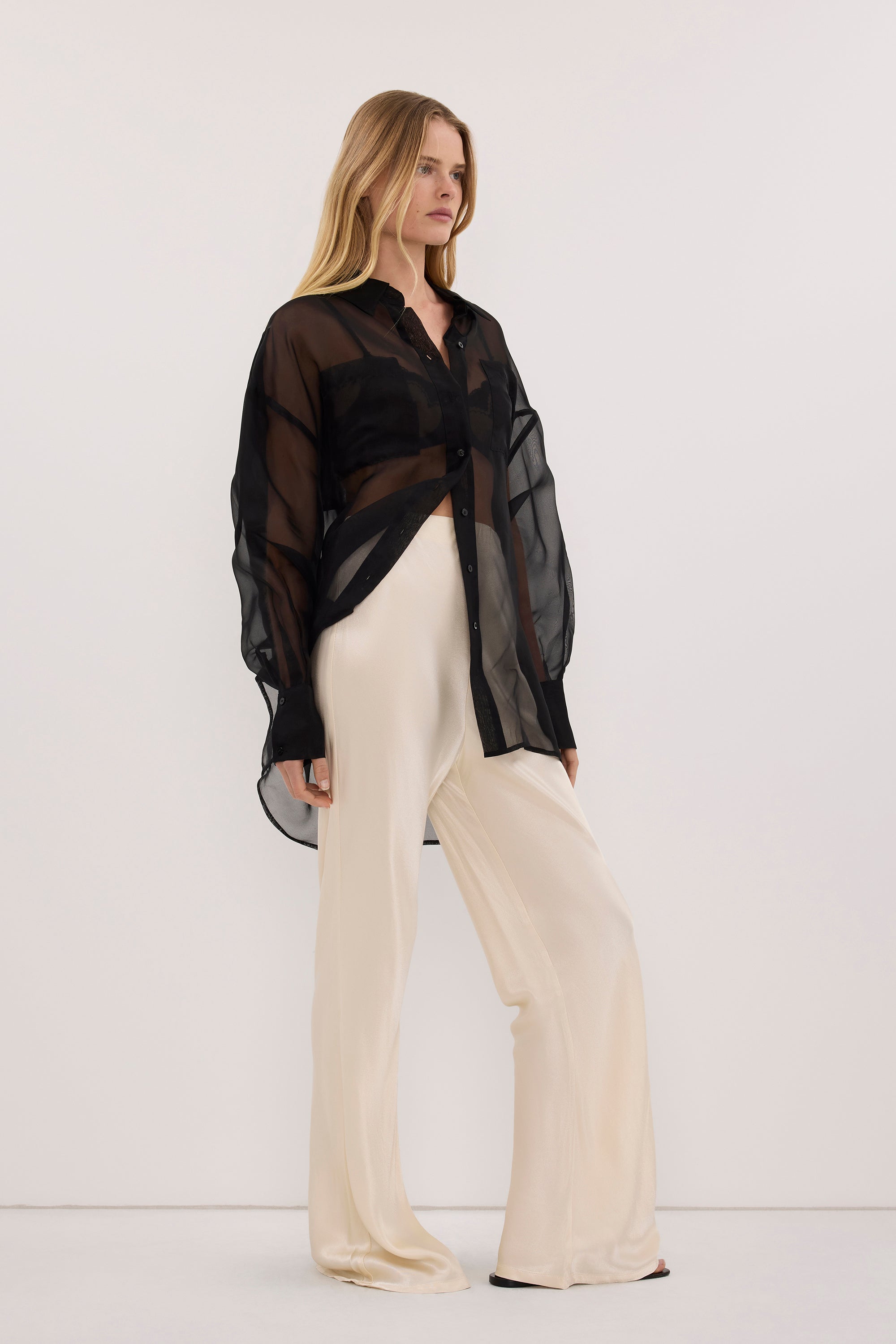 NIKKI CREAM SATIN BIAS PANT