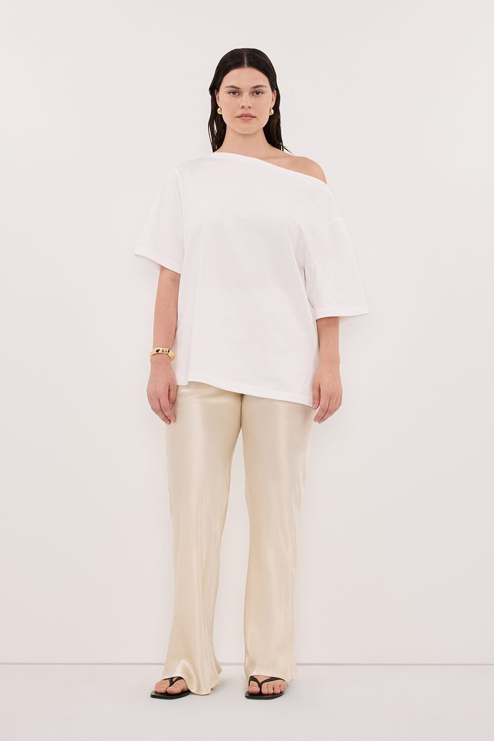 NIKKI CREAM SATIN BIAS PANT Clothing DISSH Boutiques 