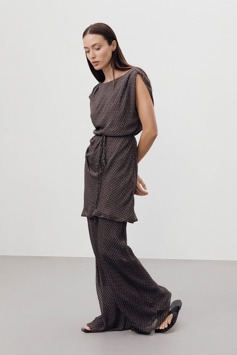 TIA CHOC MICRO CHECK BIAS PANT Clothing DISSH Boutiques 6 BITTER CHOCOLATE 