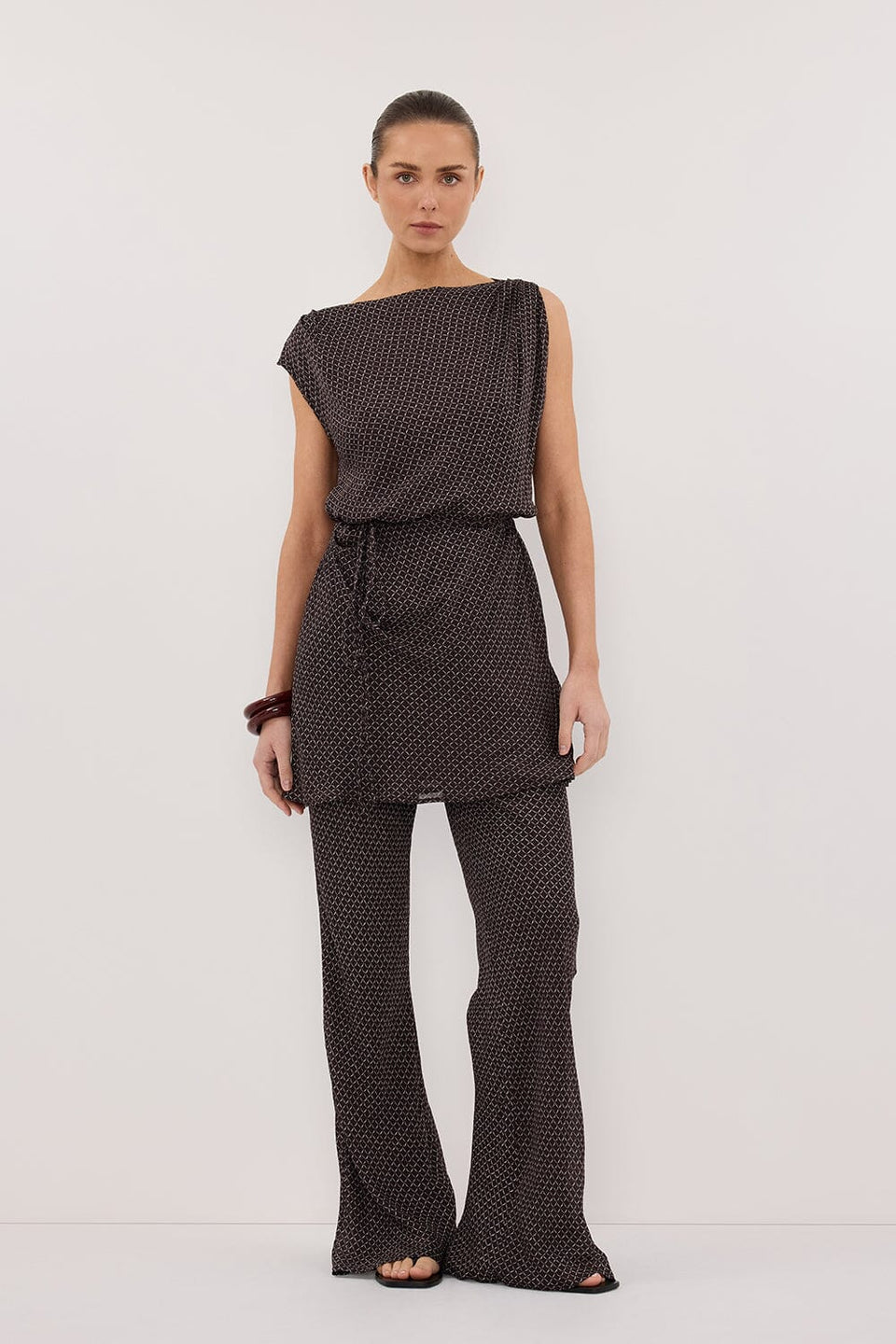 TIA CHOC MICRO CHECK BIAS PANT Clothing DISSH Boutiques 