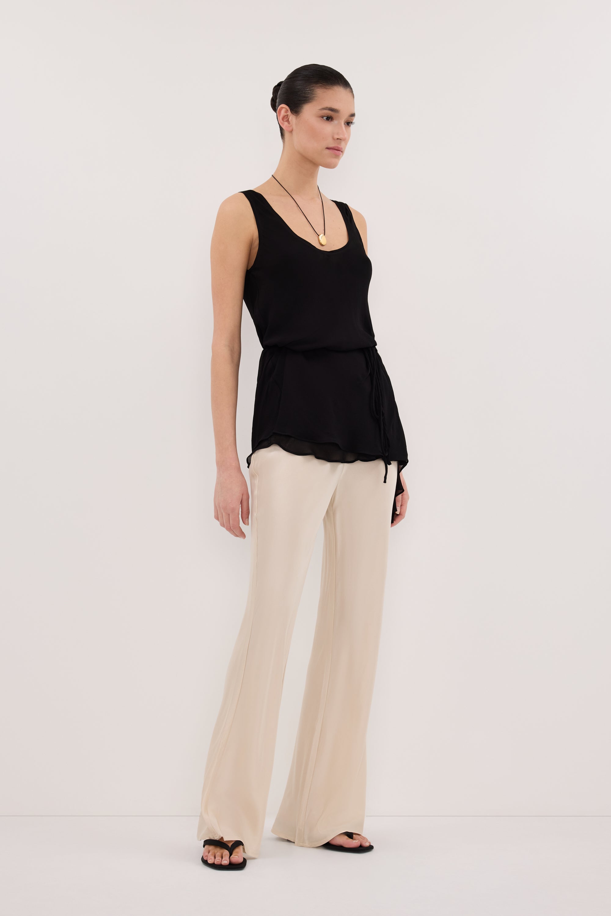 KYRA SANDSTONE SILK BIAS PANTS