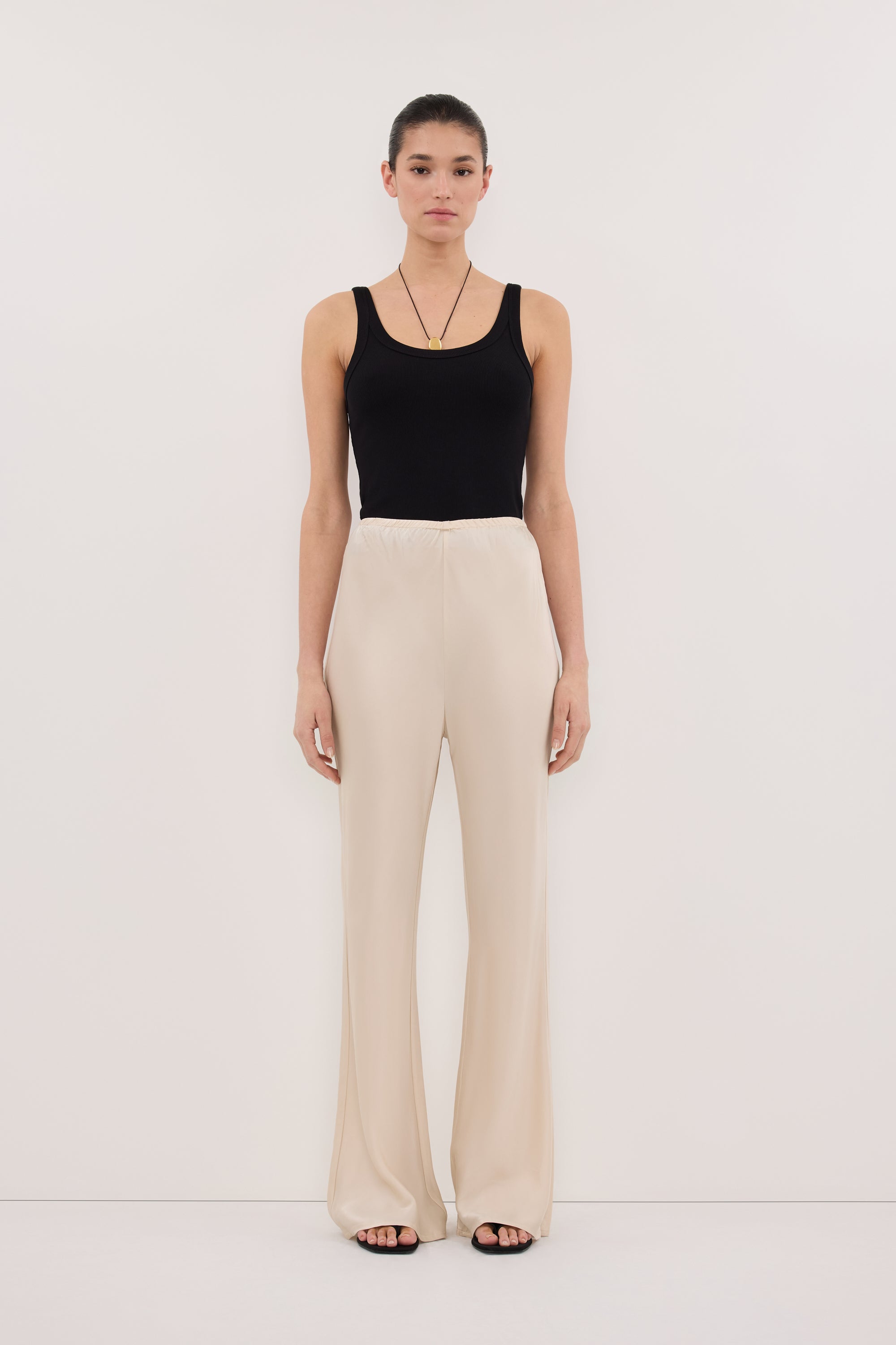 KYRA SANDSTONE SILK BIAS PANTS