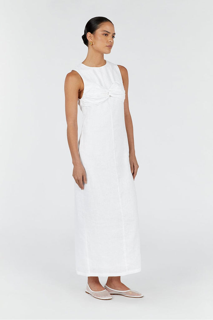 BERTIE WHITE LINEN MIDI DRESS | Dissh