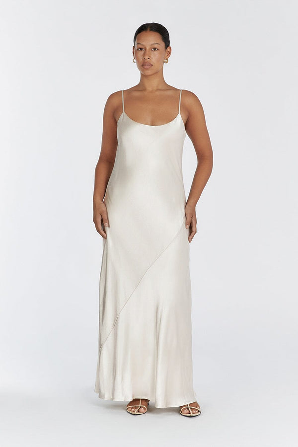 MYA CREAM SATIN SLIP MAXI DRESS