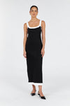 CARTER BLACK LINEN MIDI DRESS