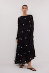 LAURA BLACK SPOT MAXI DRESS