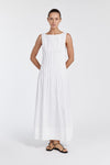 MANA WHITE LINEN MIDI DRESS