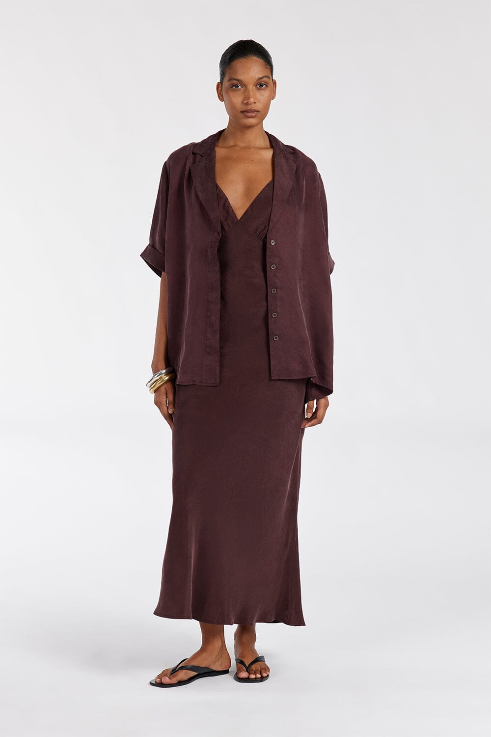 LIAM CURRANT CUPRO SLIP MIDI DRESS Clothing DISSH Boutiques 