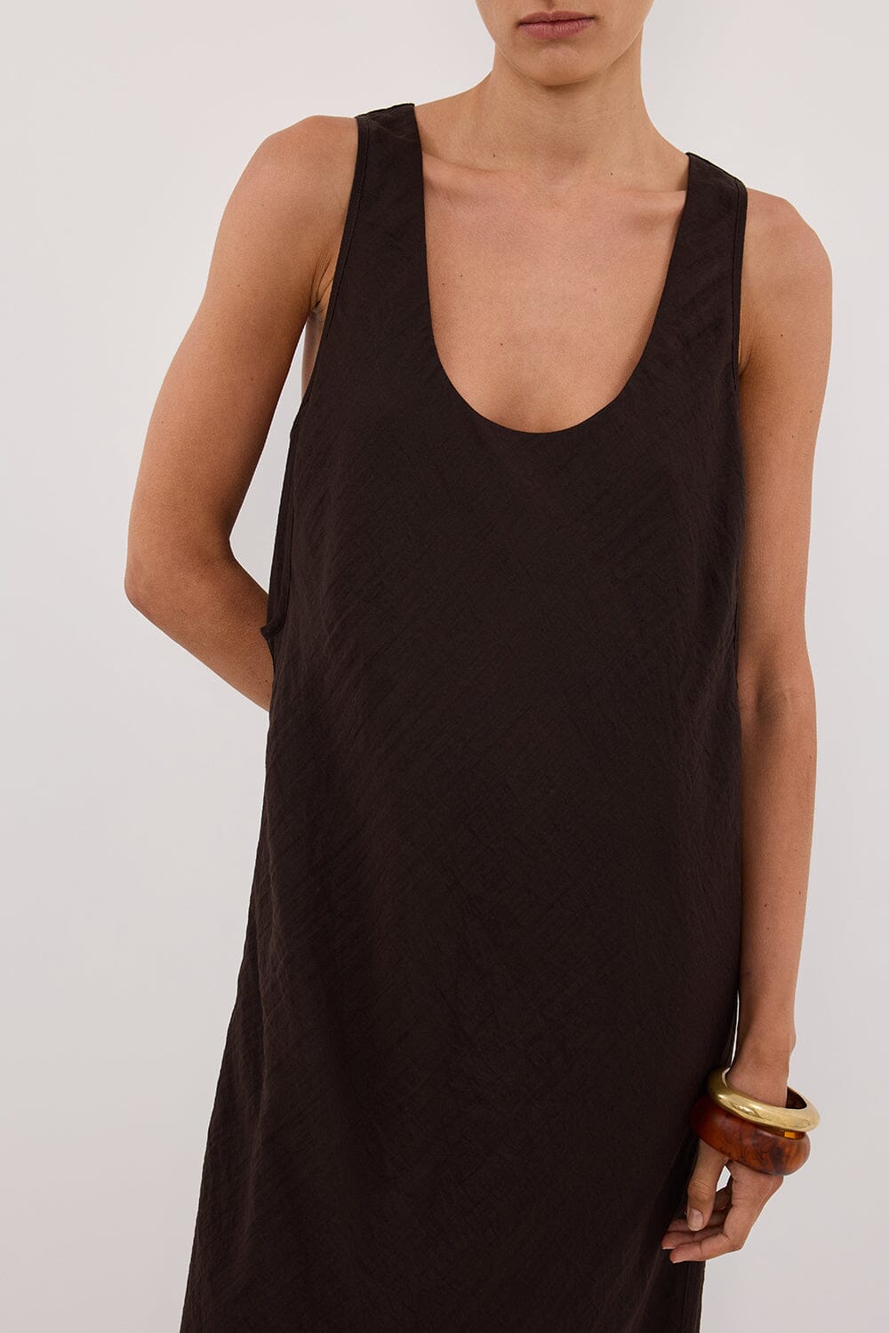 SHILOH BITTER CHOC SCOOP NECK DRESS Clothing DISSH Boutiques 