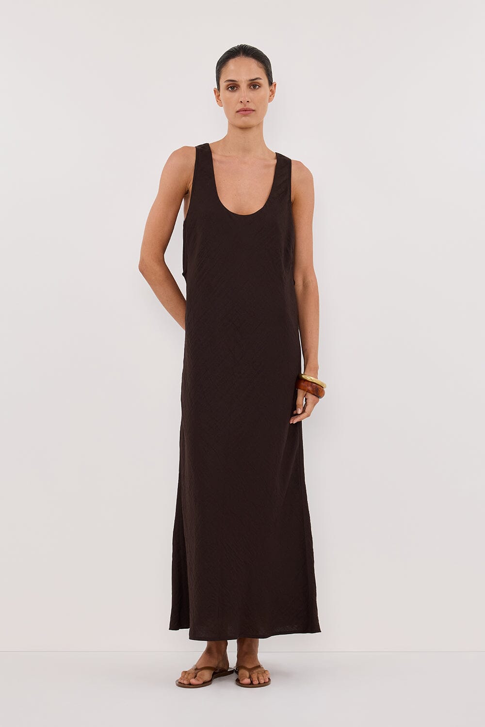 SHILOH BITTER CHOC SCOOP NECK DRESS Clothing DISSH Boutiques 