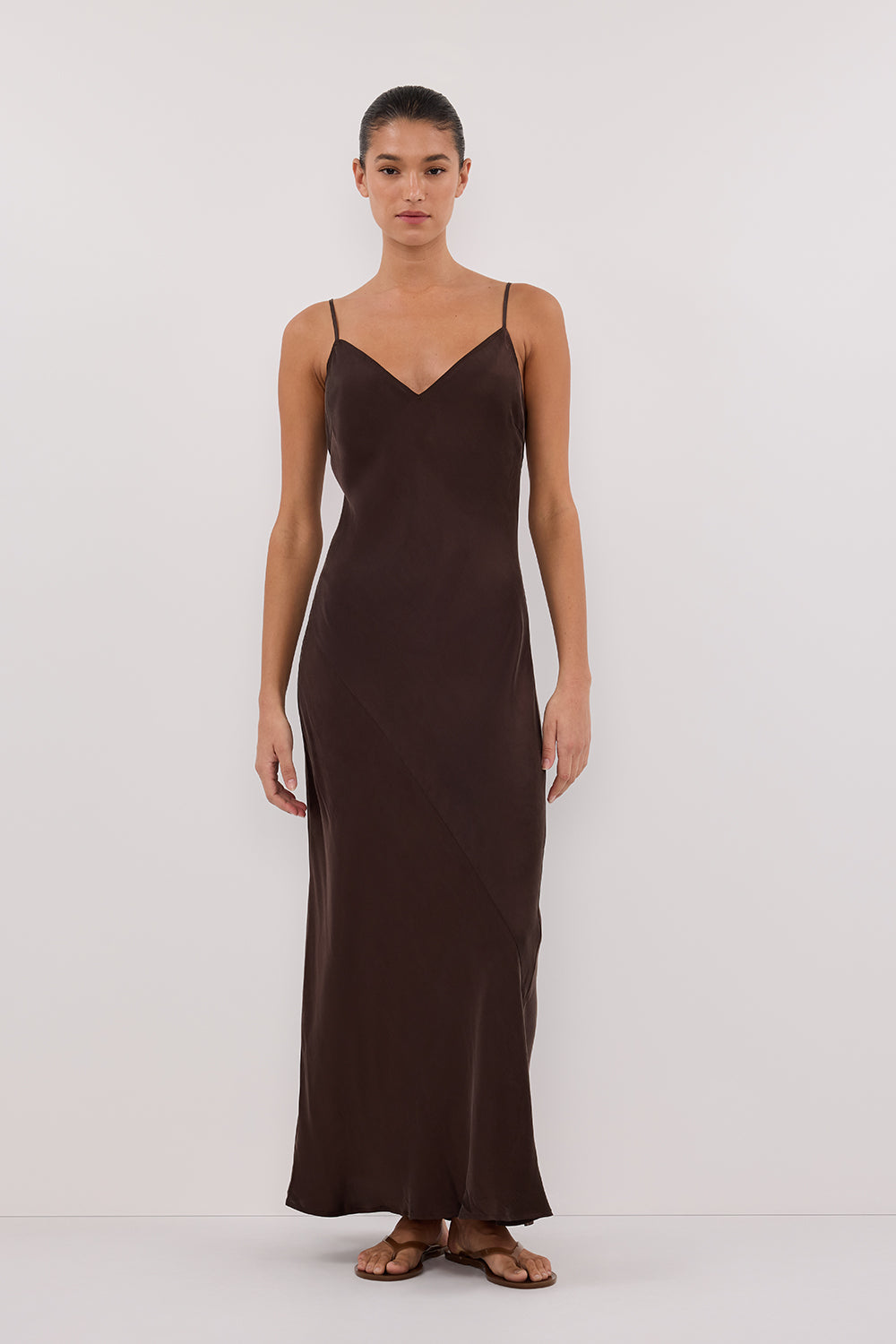 COLETTE BITTER CHOC SILK DRESS Clothing DISSH Boutiques 