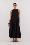 JACQUES BLACK RAMIE MIDI DRESS