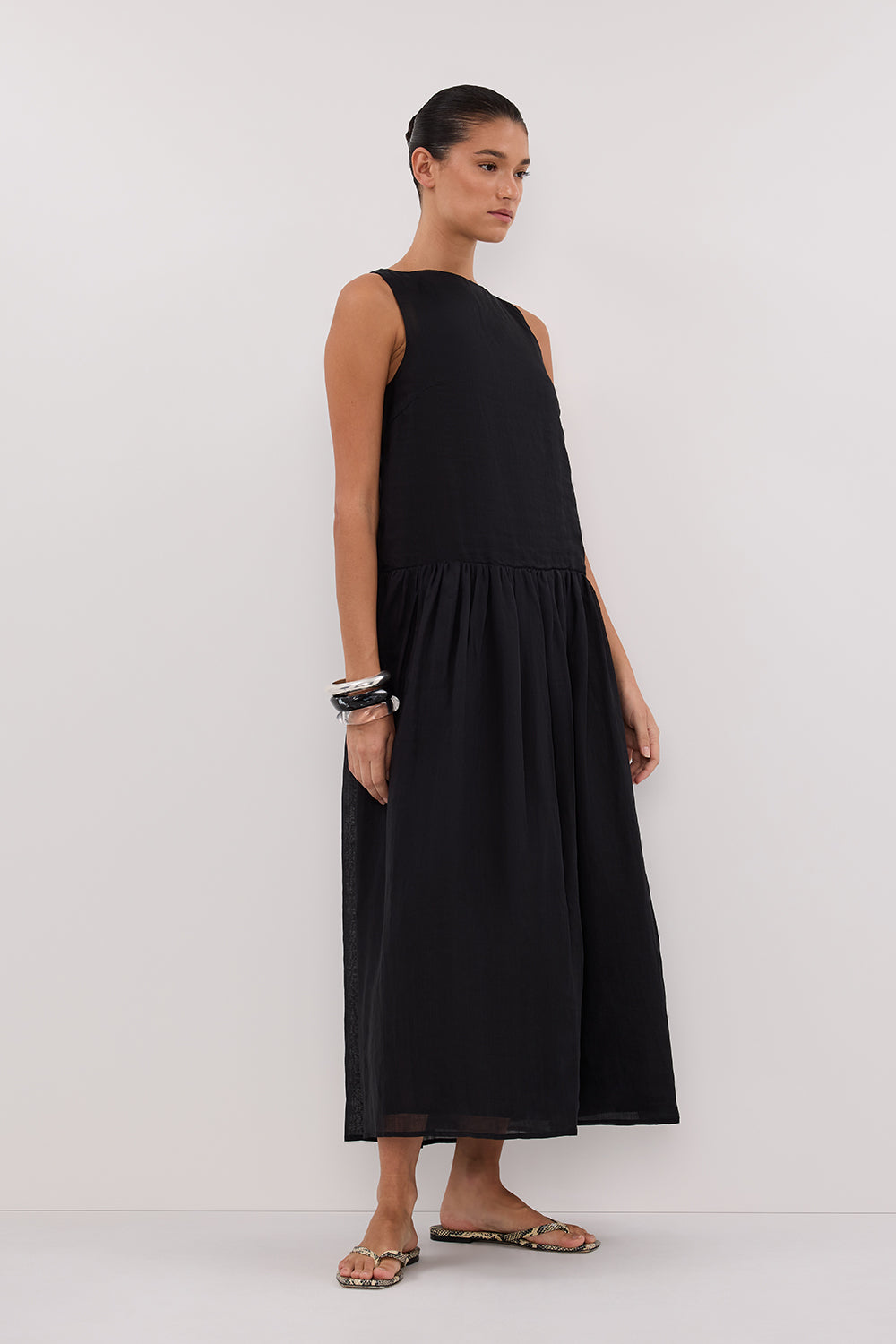 JACQUES BLACK RAMIE MIDI DRESS Clothing DISSH Boutiques 