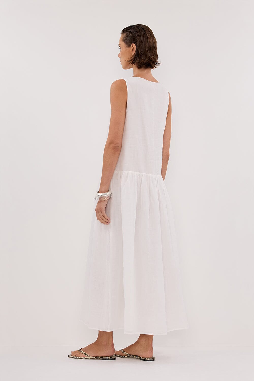 JACQUES WHITE RAMIE MIDI DRESS Clothing DISSH Boutiques 