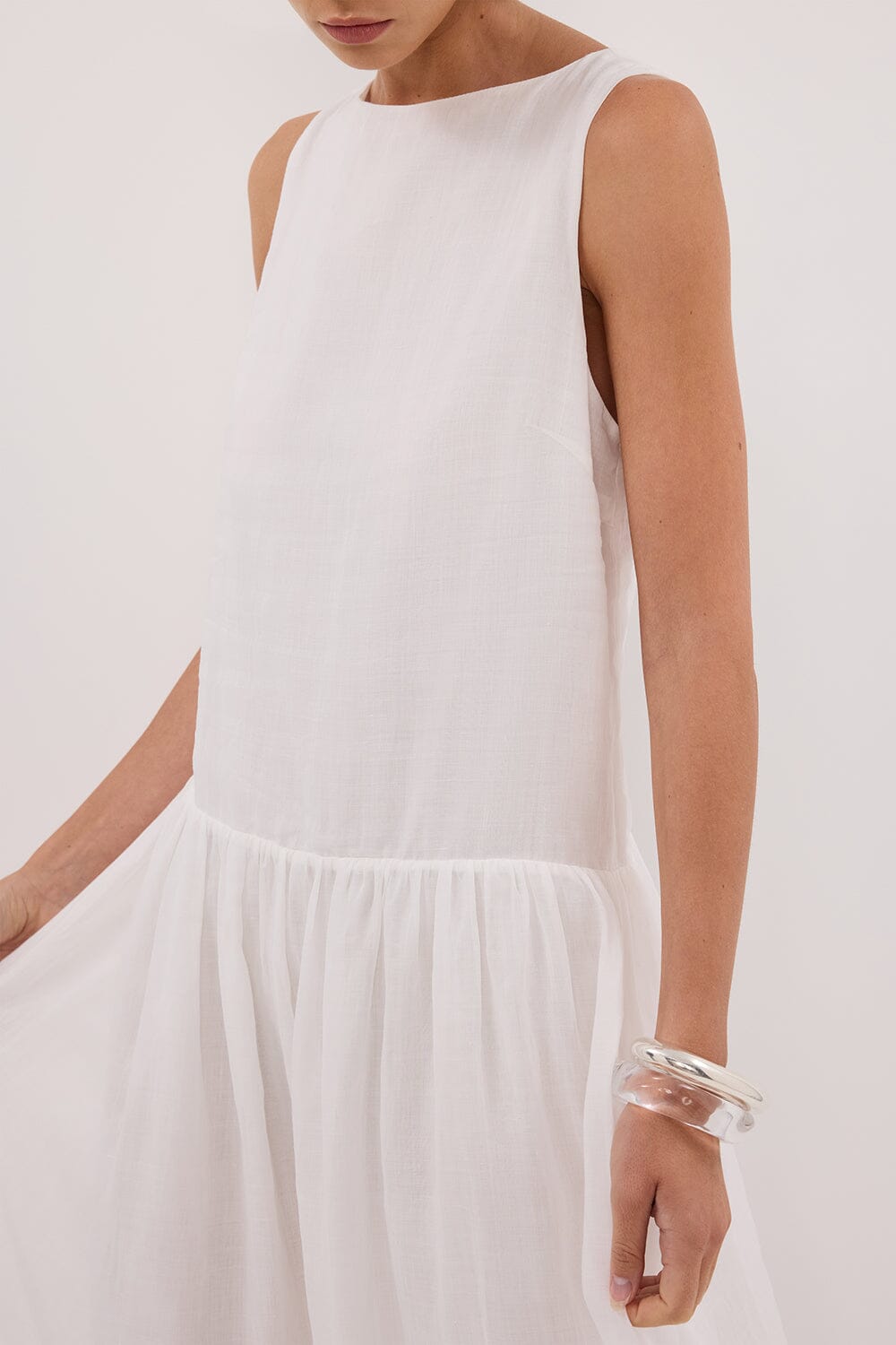 JACQUES WHITE RAMIE MIDI DRESS Clothing DISSH Boutiques 