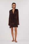 WILLOW CHOC SLEEVED MINI DRESS