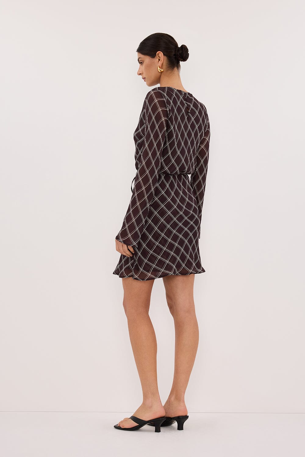 ARLINGTON CHOC LONG SLEEVE BOAT NECK MINI DRESS Clothing DISSH Boutiques 