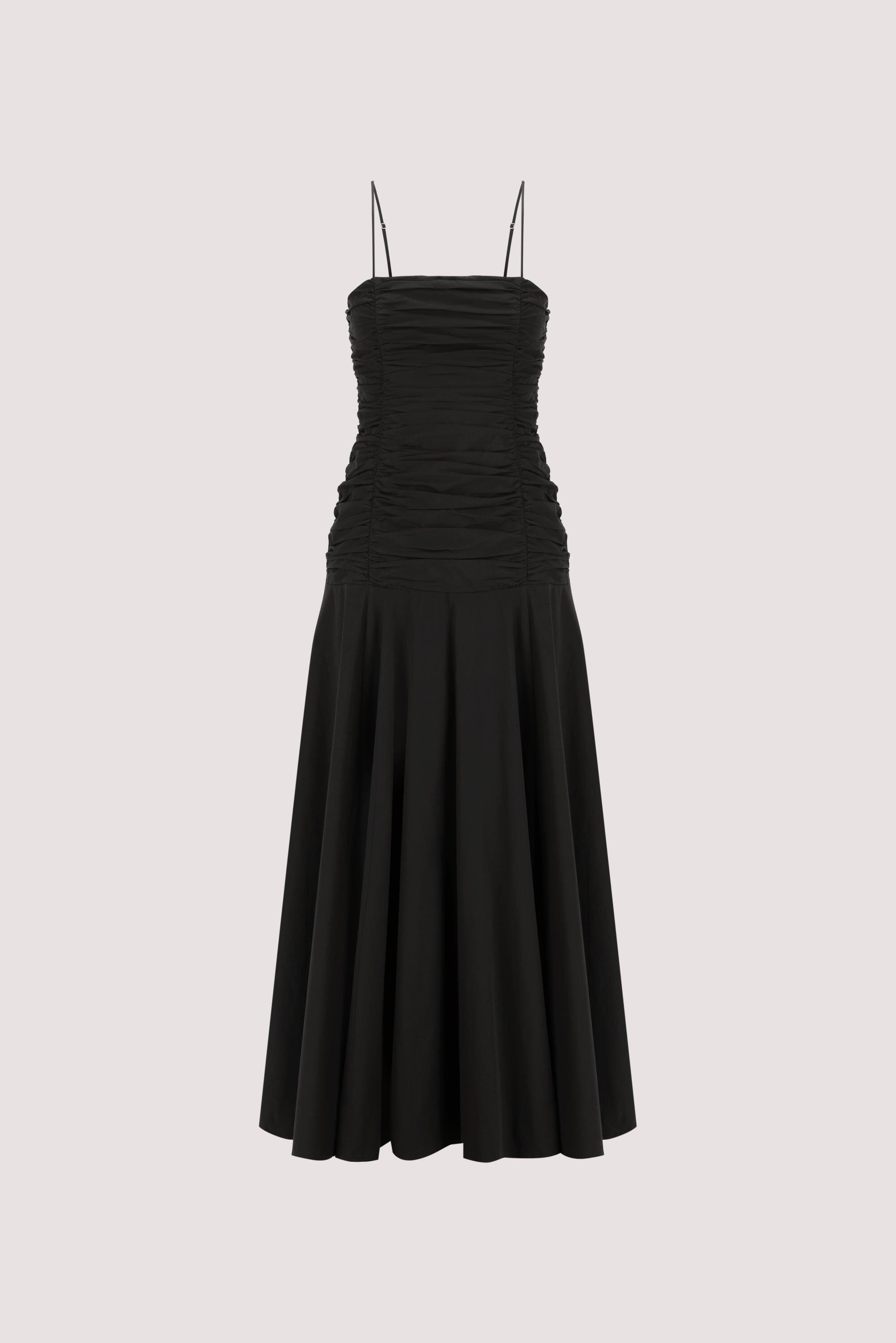 CARA BLACK SLEEVELESS COTTON MIDI DRESS