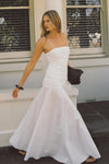 CARA WHITE SLEEVELESS COTTON MIDI DRESS
