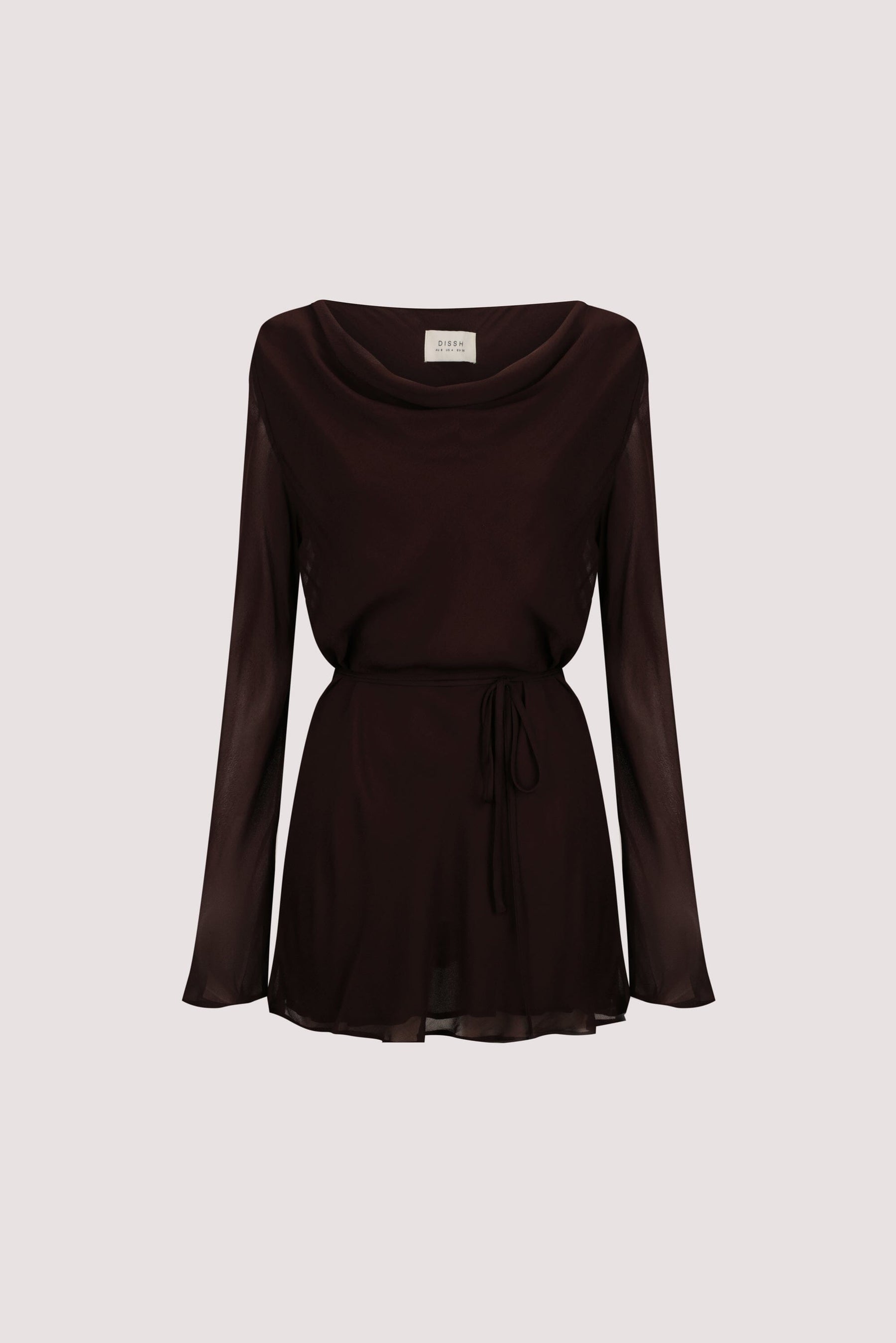 CORFU DARK CHOC SLEEVED MINI DRESS Clothing DISSH Boutiques 