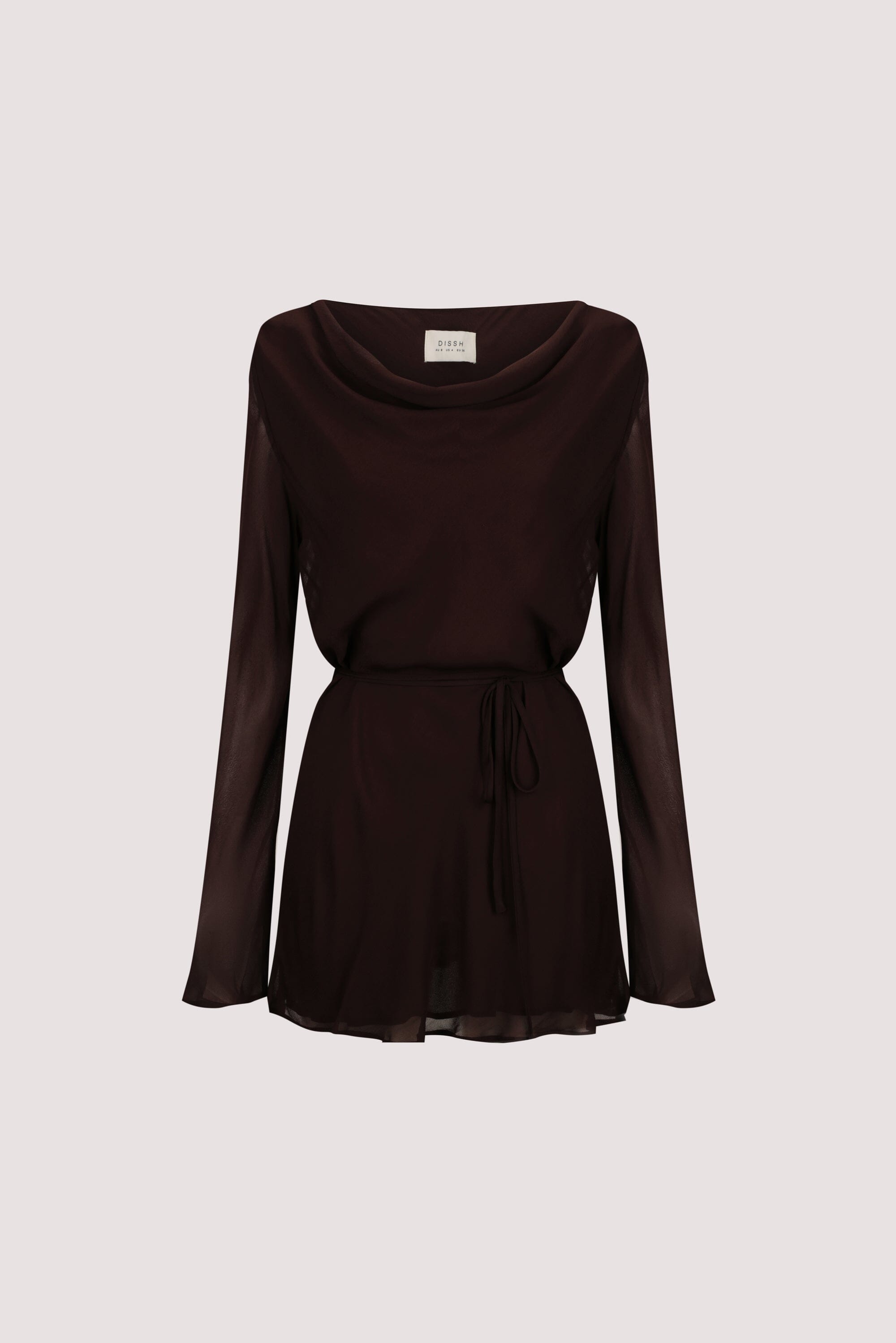 CORFU DARK CHOC SLEEVED MINI DRESS Clothing DISSH Boutiques 