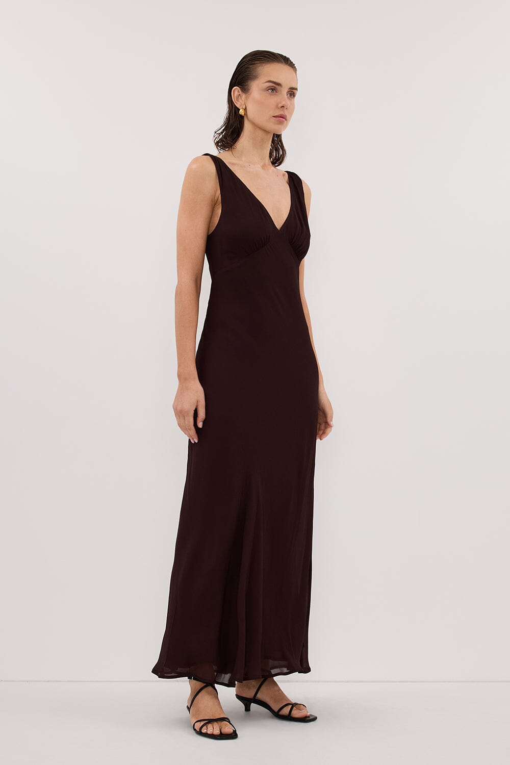 JORJA DARK CHOC SLEEVELESS MAXI DRESS Clothing DISSH Boutiques 