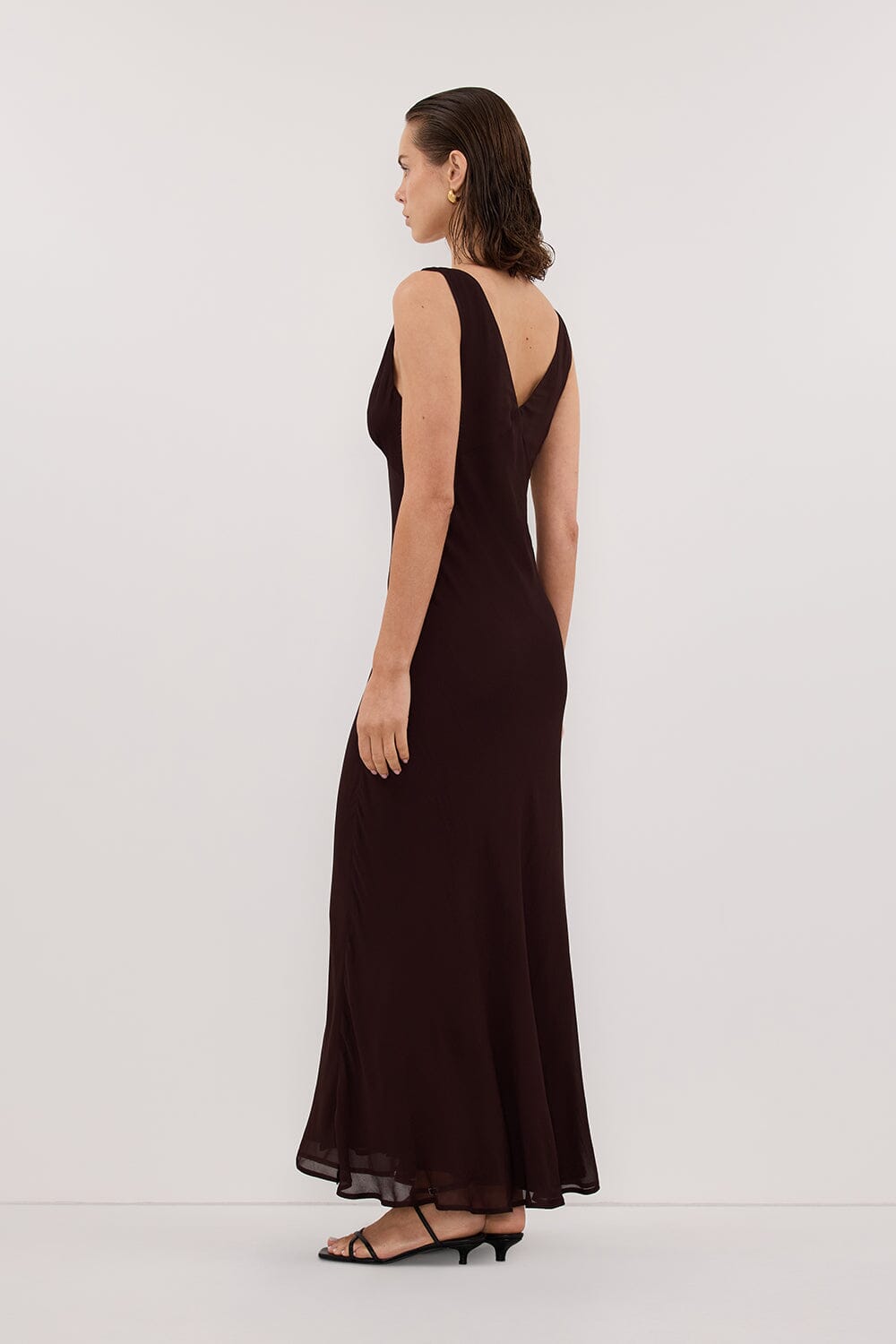 JORJA DARK CHOC SLEEVELESS MAXI DRESS Clothing DISSH Boutiques 