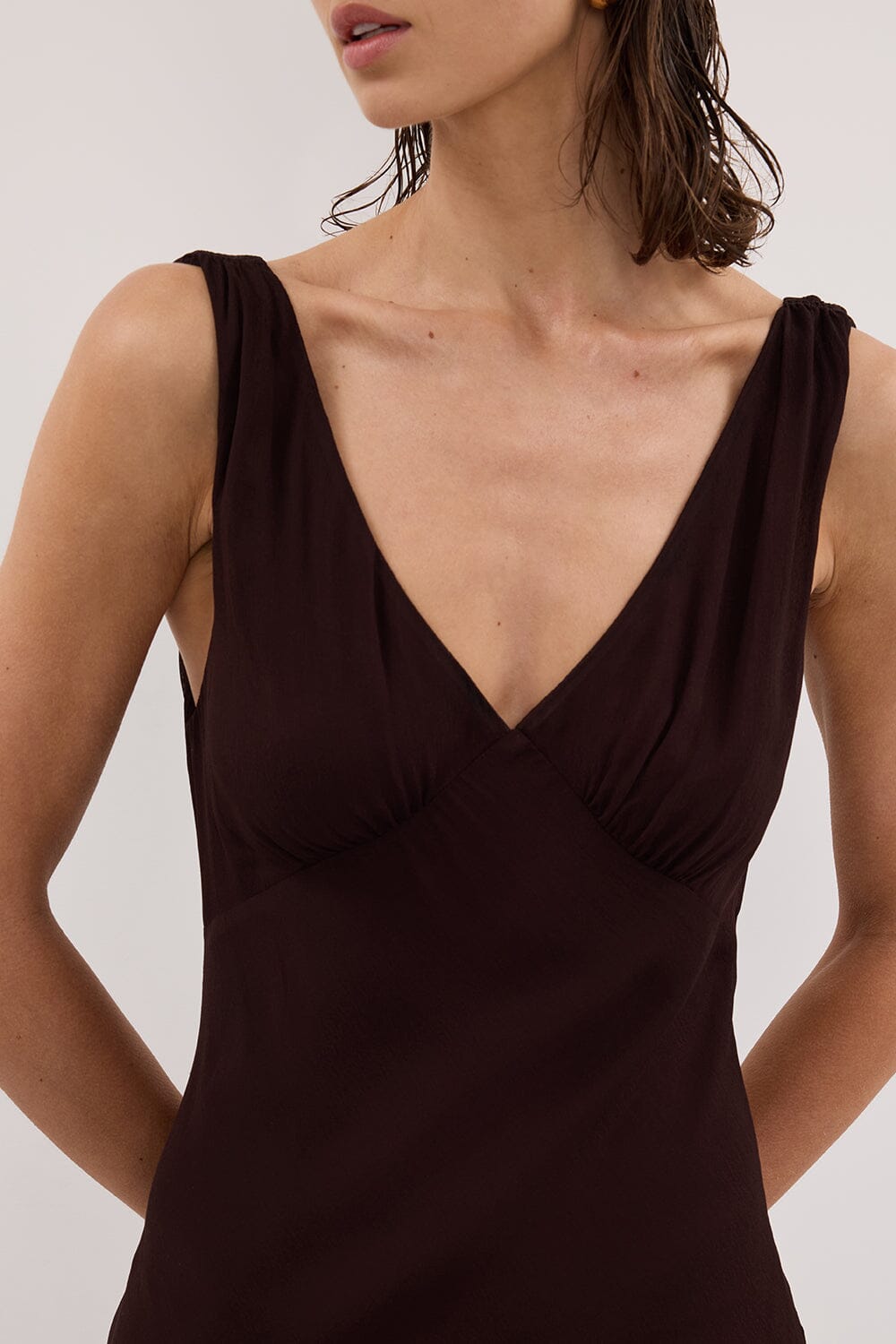 JORJA DARK CHOC SLEEVELESS MAXI DRESS Clothing DISSH Boutiques 