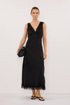 ANDREA BLACK CUPRO MIDI DRESS