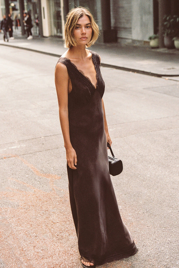 white maxi lace dress Spaghetti Strap Lace Boho Maxi Dress – Sleeveless A-Line Pullover in Black | Women's Boho Fashion | L main image 0