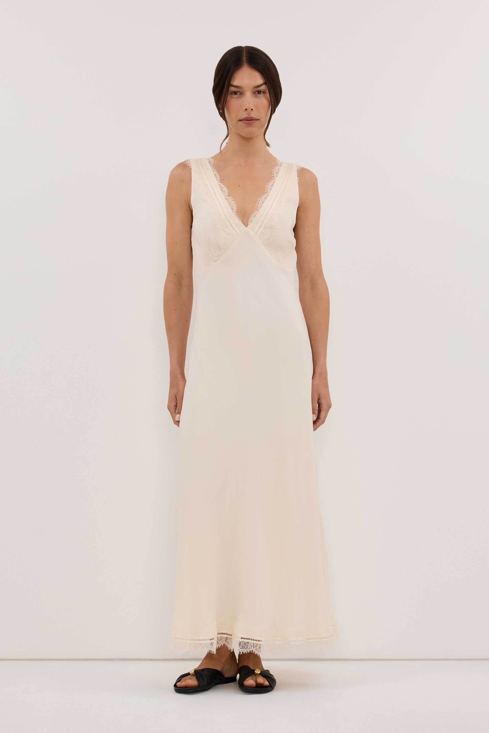 ANDREA SANDSTONE CUPRO MIDI DRESS