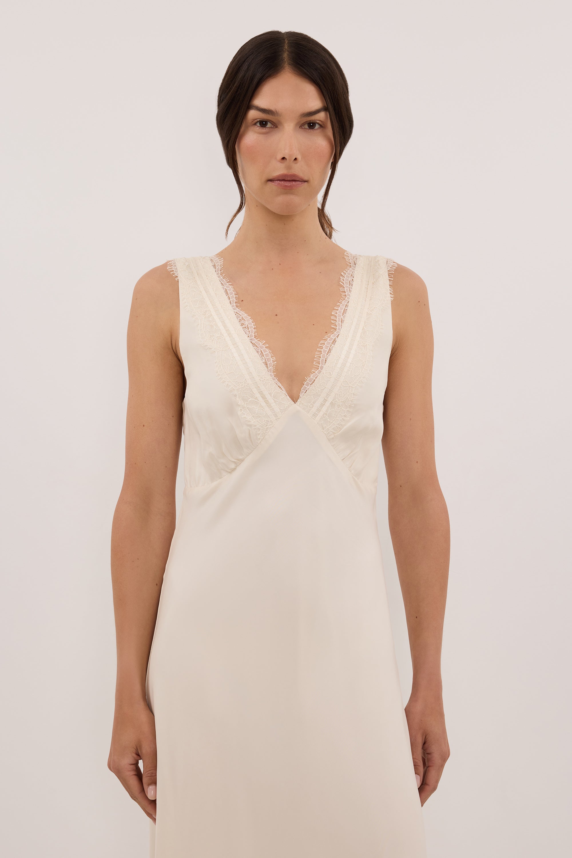 ANDREA SANDSTONE CUPRO MIDI DRESS