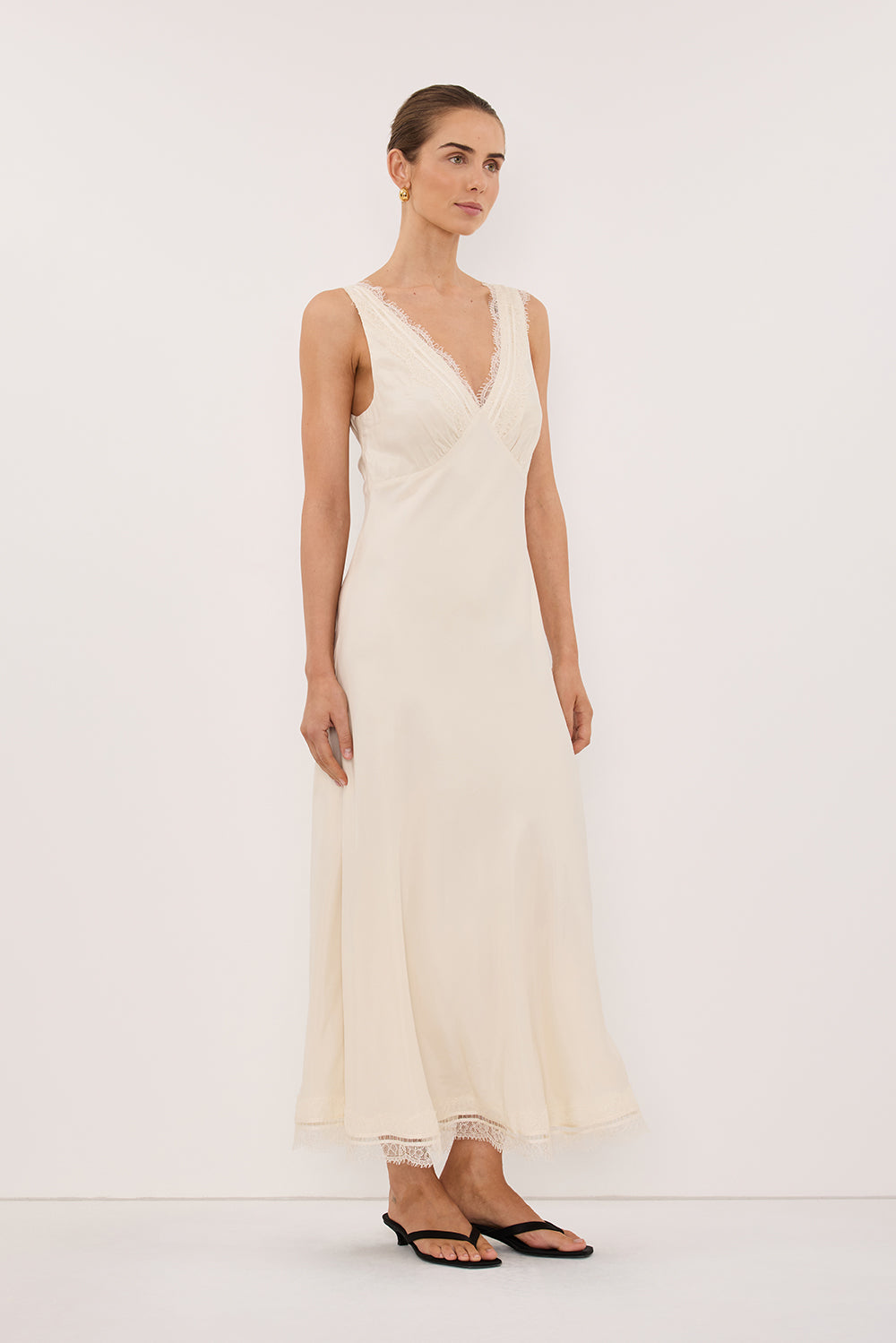 ANDREA SANDSTONE CUPRO MIDI DRESS
