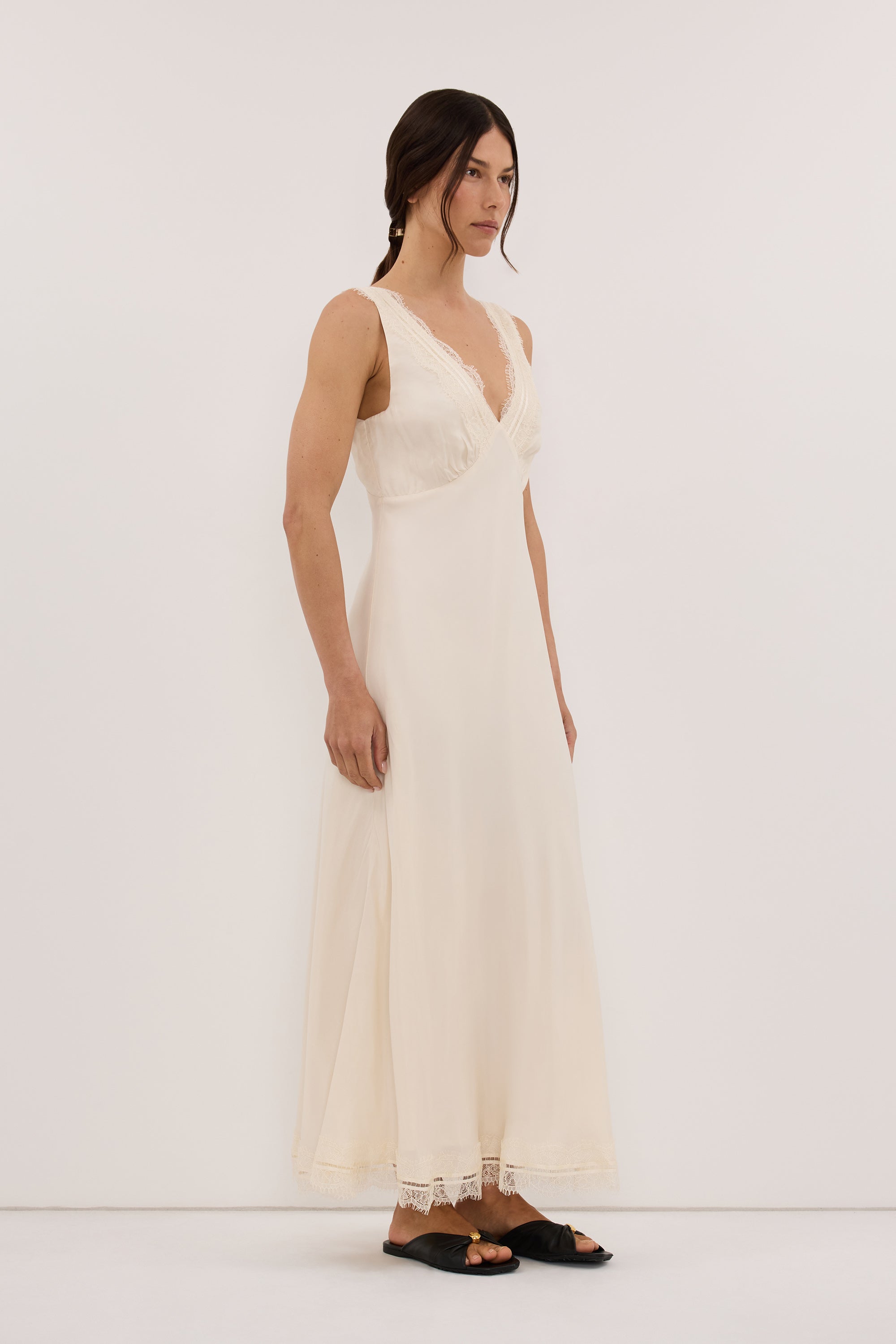 ANDREA SANDSTONE CUPRO MIDI DRESS