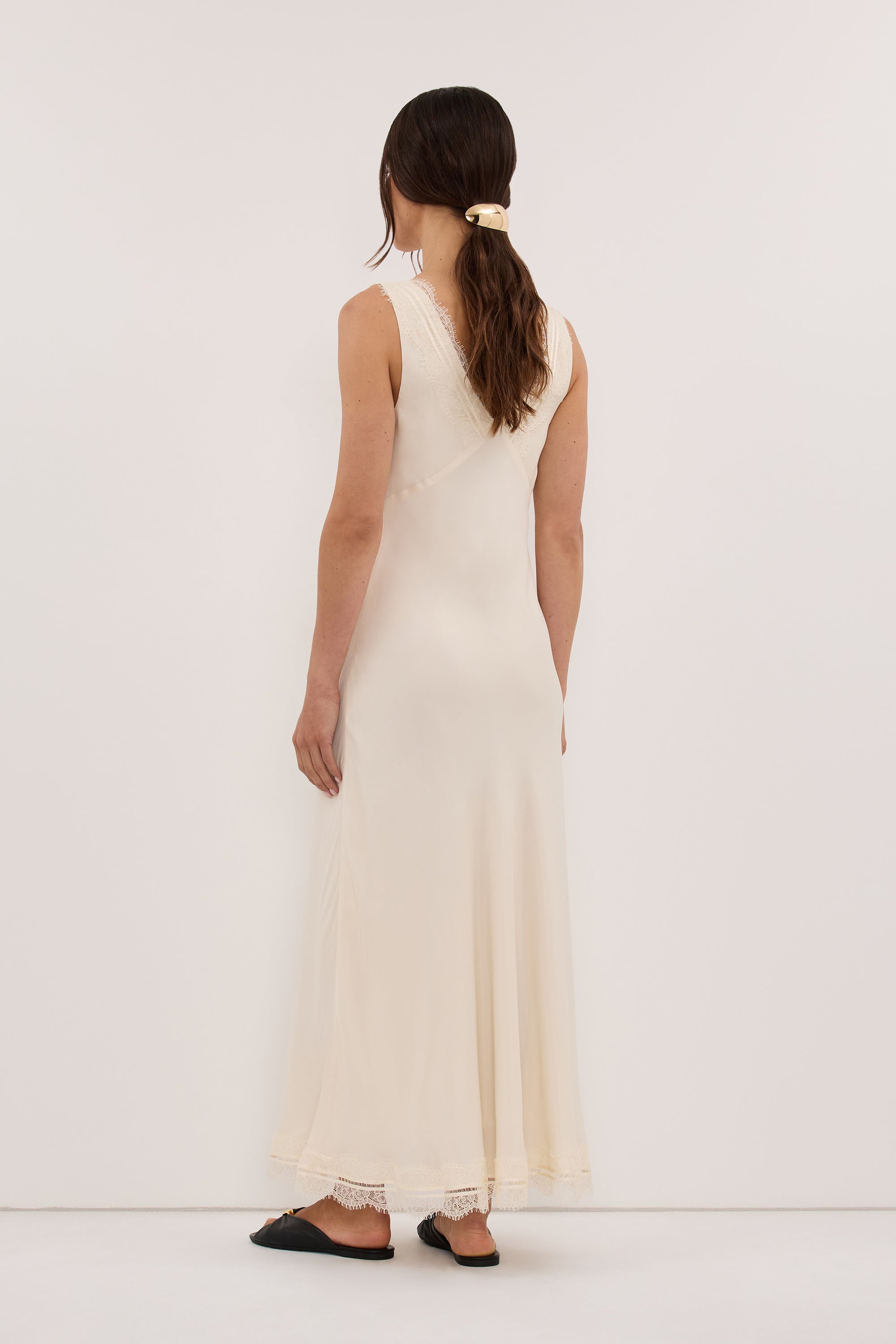 ANDREA SANDSTONE CUPRO MIDI DRESS
