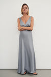 MILA DUSTY BLUE SILK MIDI DRESS