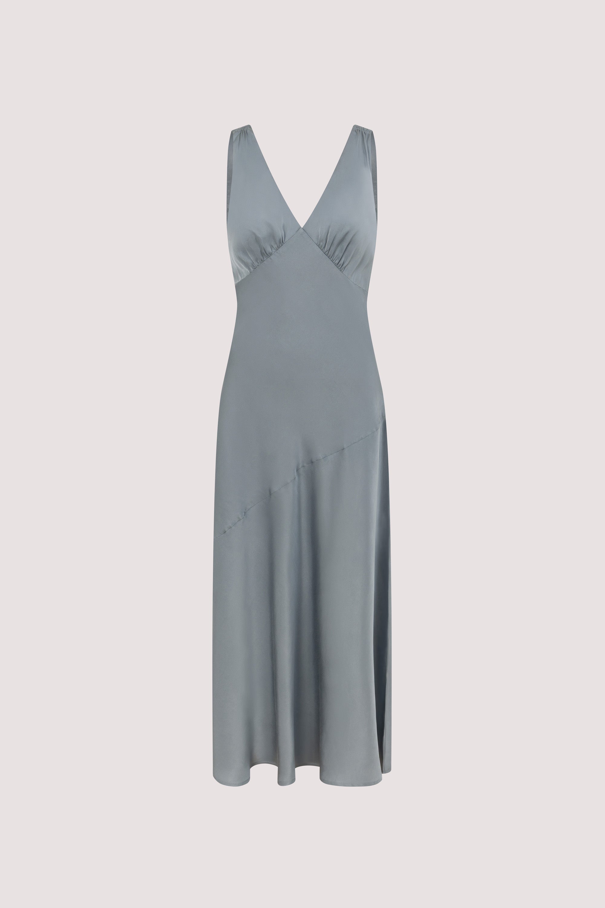 MILA DUSTY BLUE SILK MIDI DRESS