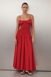 PALOMA RED COTTON MIDI DRESS - PRE ORDER