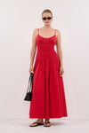 PALOMA RED COTTON MIDI DRESS - PRE ORDER