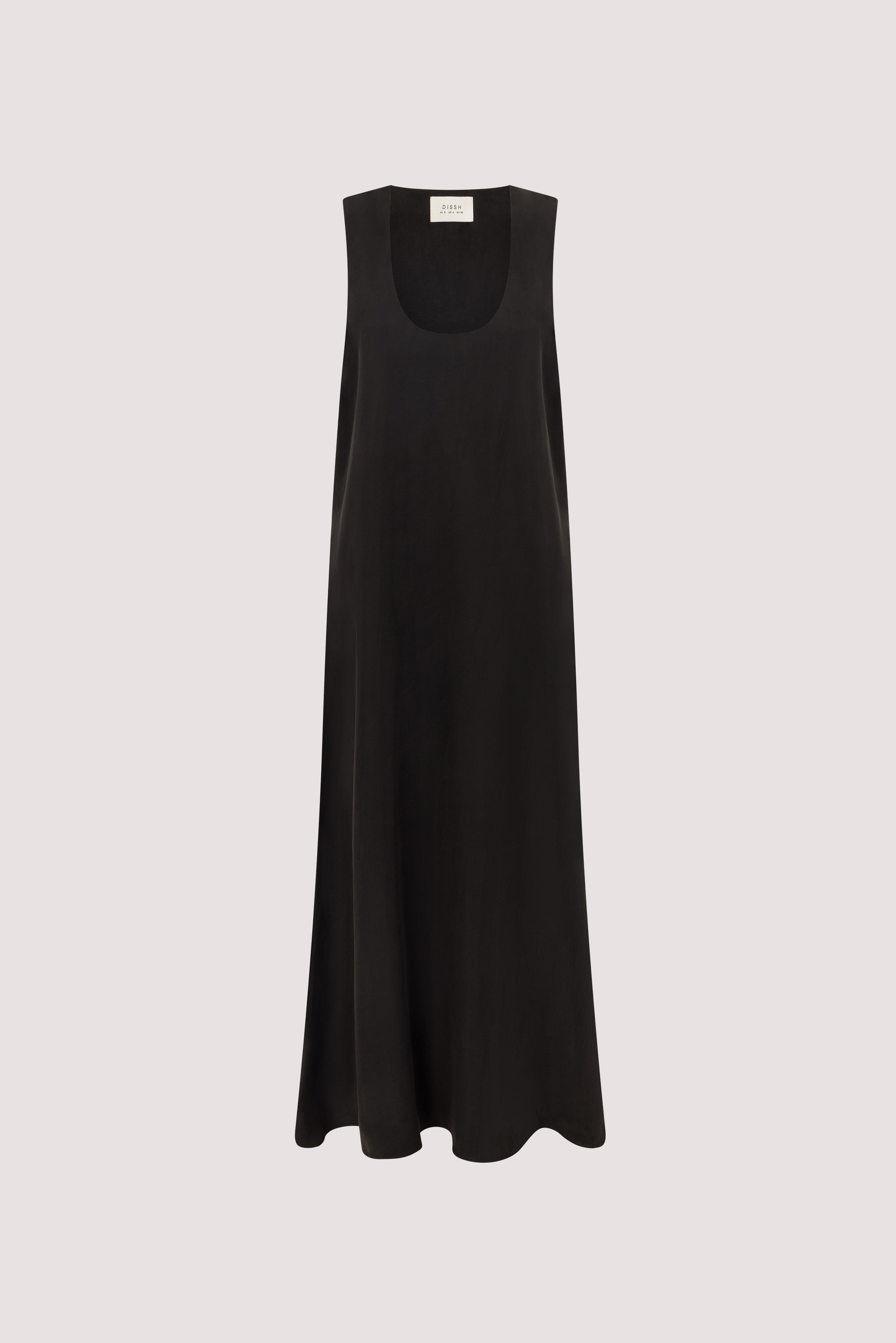 PALORA BLACK CUPRO SCOOP MIDI DRESS