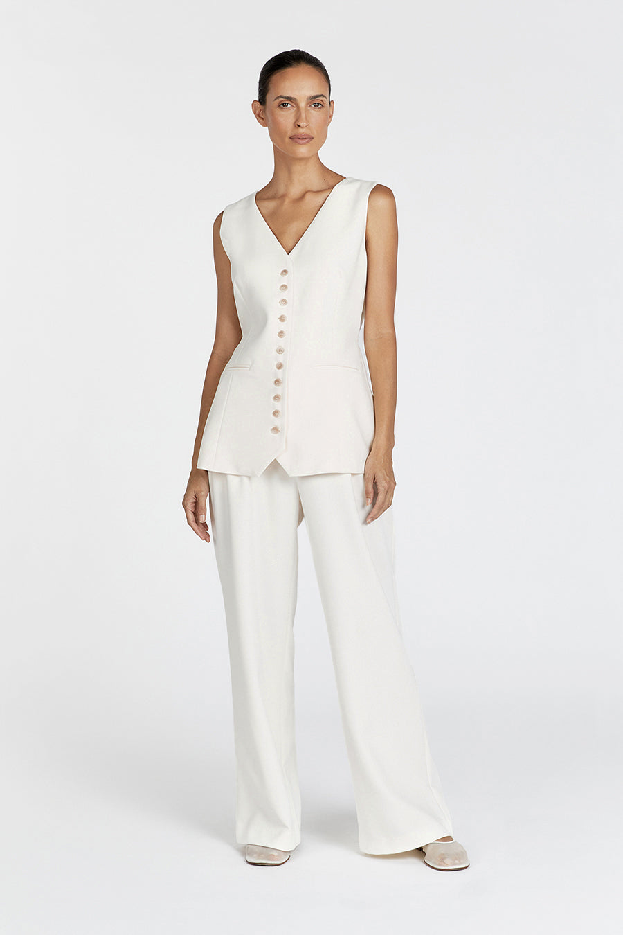 CELINE CREAM LONGLINE VEST Clothing DISSH Boutiques 6 CREAM 