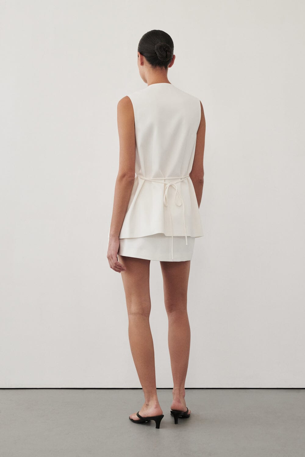 AMERY WHITE SLEEVELESS GOLD BUTTON VEST Clothing DISSH Boutiques 