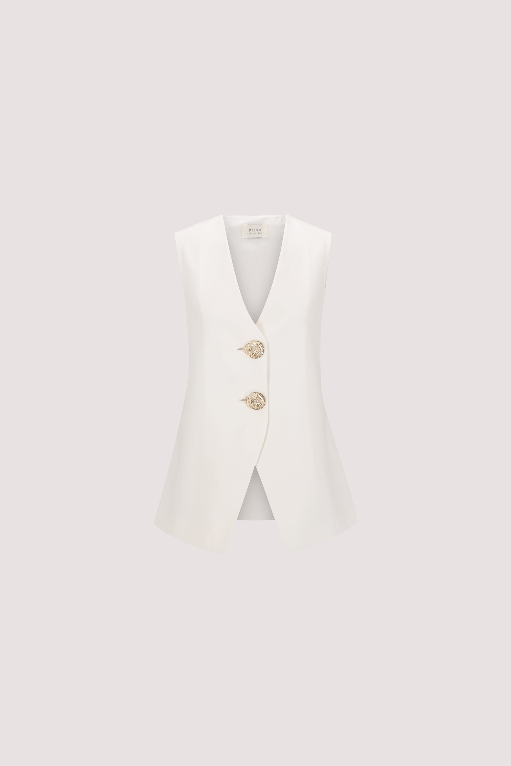 AMERY WHITE SLEEVELESS GOLD BUTTON VEST
