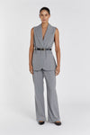 SANDER SILVER STRIPE TIE WAIST VEST