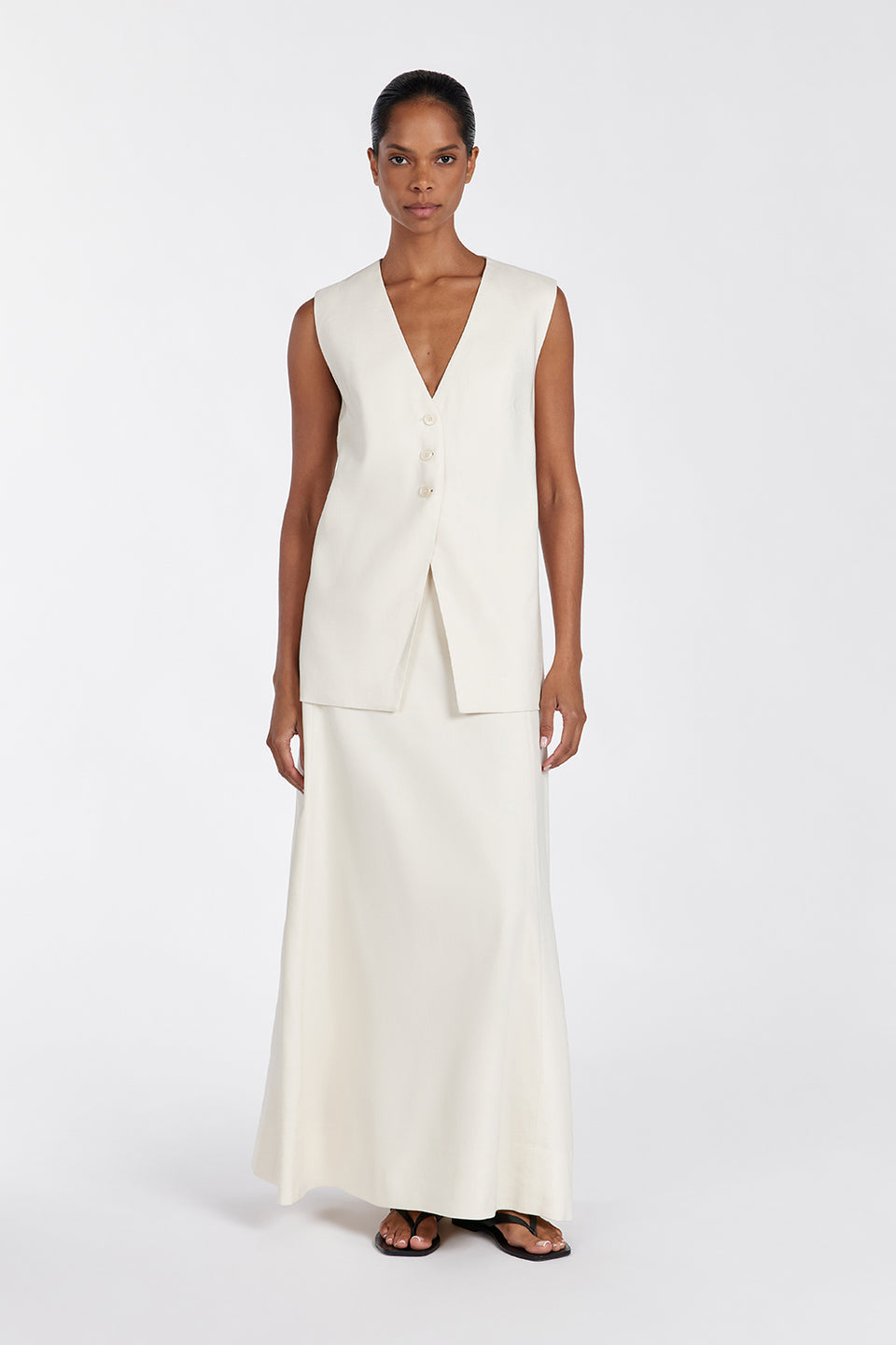 BRAX CREAM LONGLINE VEST Clothing DISSH Boutiques 6 CREAM 