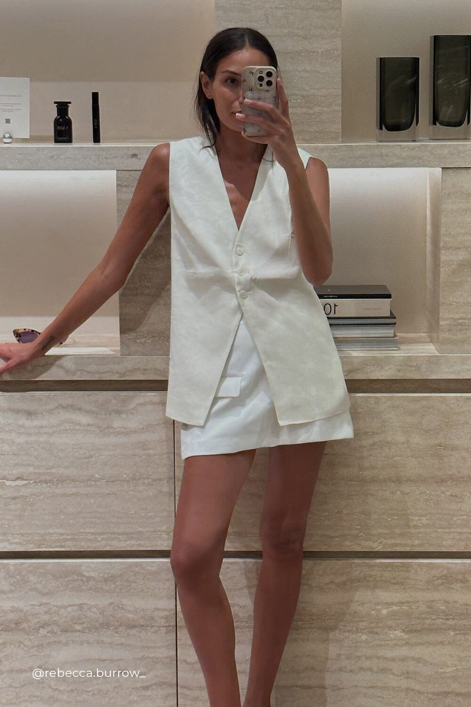 BRAX CREAM LONGLINE VEST Clothing DISSH Boutiques 