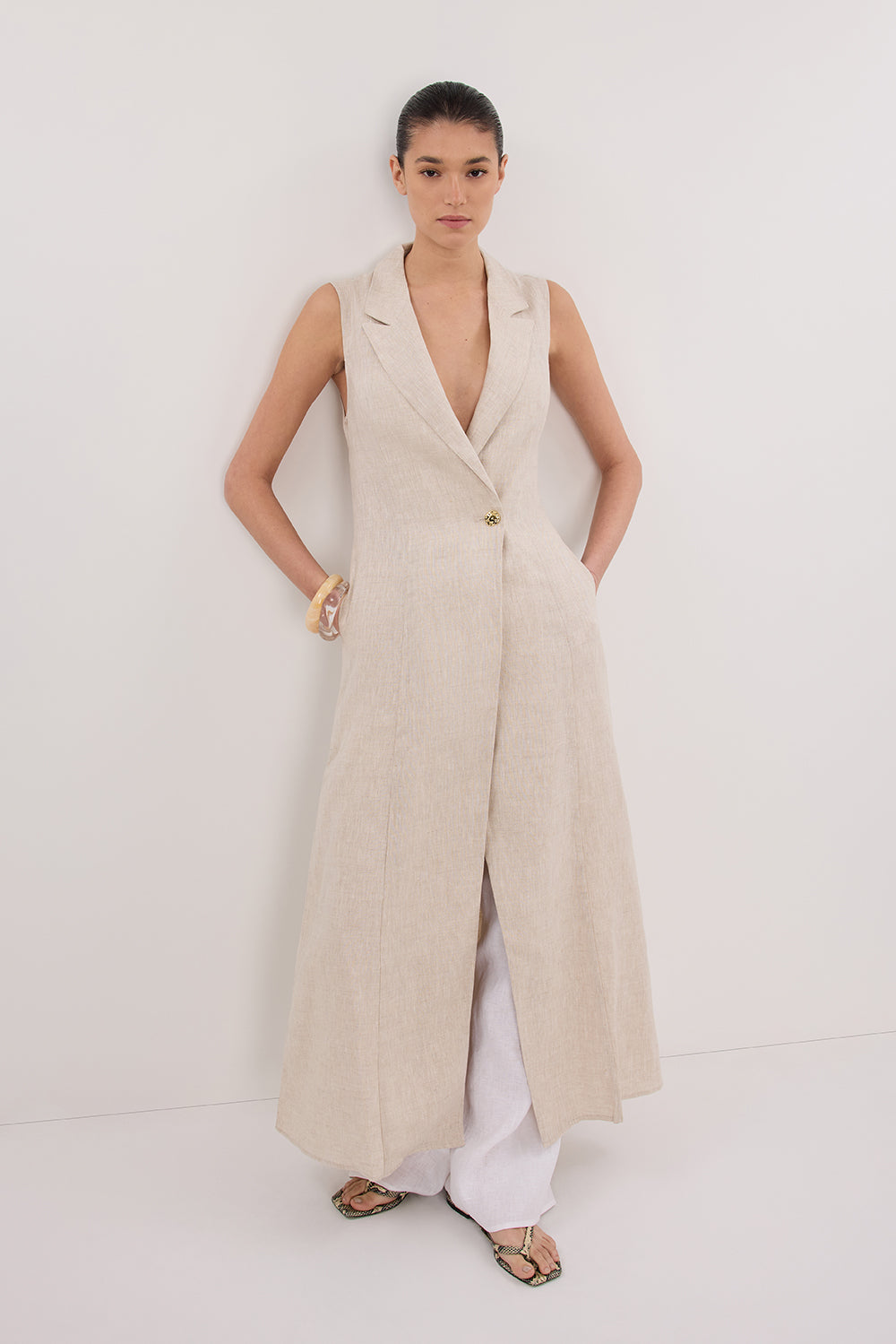 CORA NATURAL MIDI LINEN DRESS - PRE ORDER Clothing DISSH Boutiques 6 NATURAL 