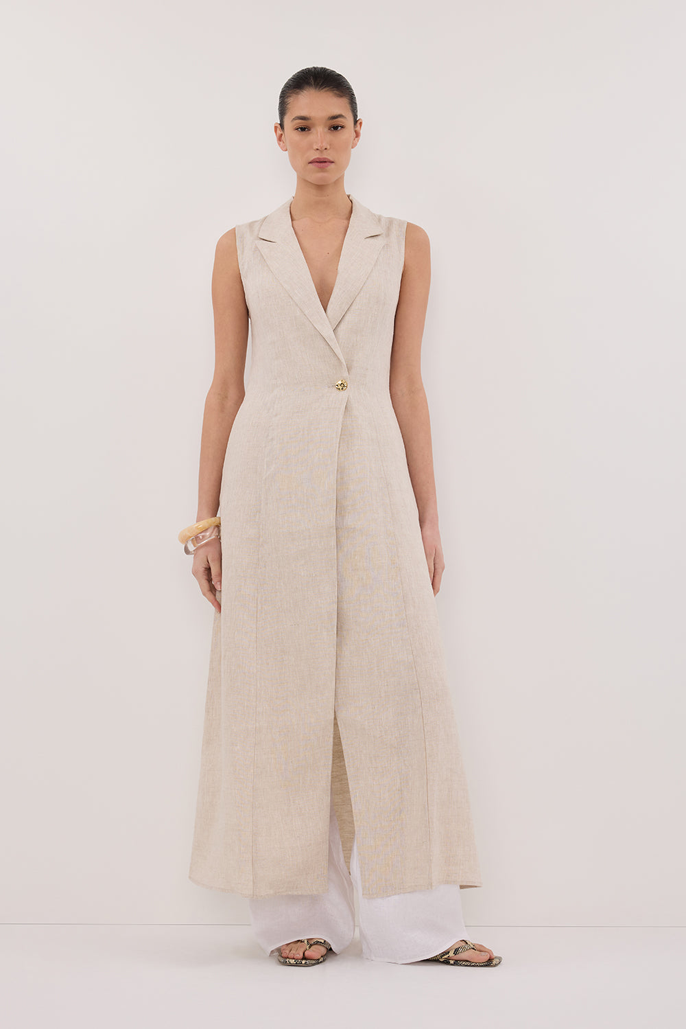 CORA NATURAL MIDI LINEN DRESS - PRE ORDER Clothing DISSH Boutiques 