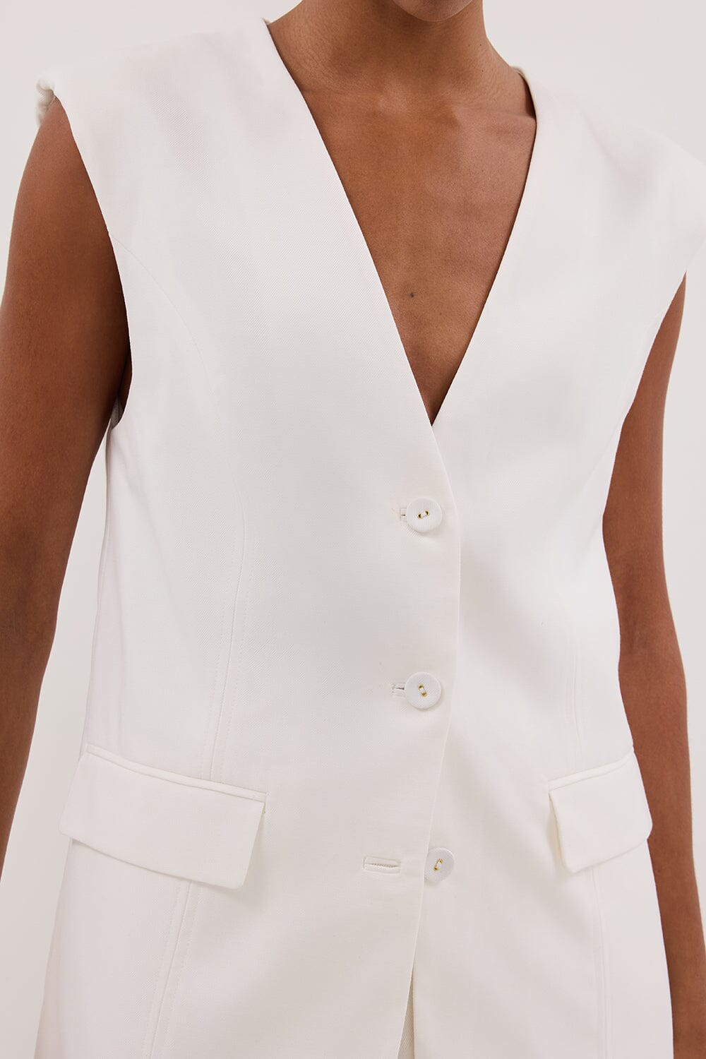OLIVER WHITE OVERSIZED VEST Clothing DISSH Boutiques 
